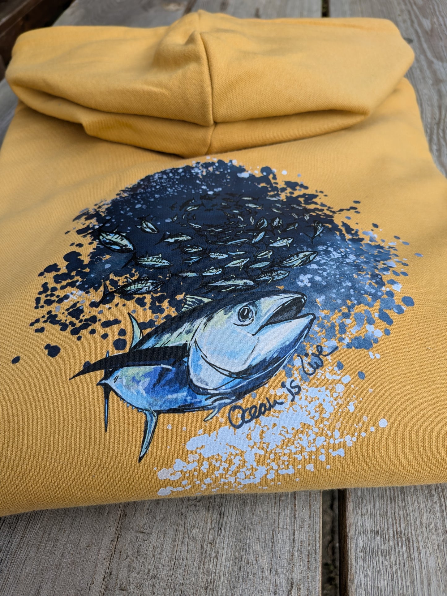Hoodie Ocean is live Thunfisch unisex gelb polarfuchs 
