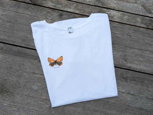 T-Shirt Damen Feuerfalter weiß Schmetterling Tagfalter